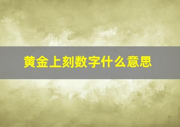 黄金上刻数字什么意思