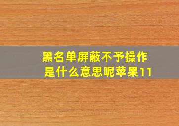 黑名单屏蔽不予操作是什么意思呢苹果11