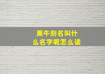 黑牛别名叫什么名字呢怎么读