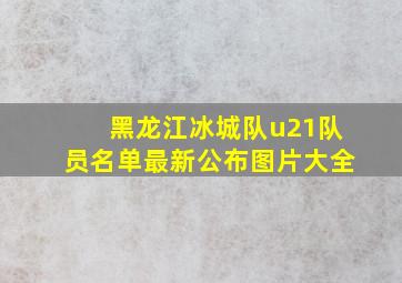 黑龙江冰城队u21队员名单最新公布图片大全