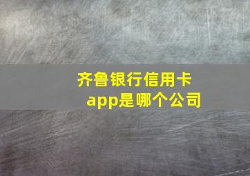 齐鲁银行信用卡app是哪个公司